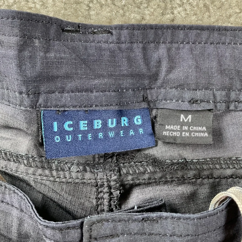 Iceburg Outerwear Cargo Pants Mens Medium Grey Camo Ripstop Drawstring Utility
